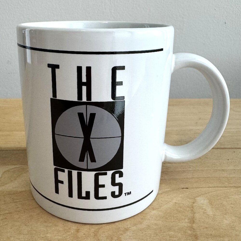 THE X-FILES White with Logo Ceramic Coffee Tea Cup Mug 1996 20th Century Fox